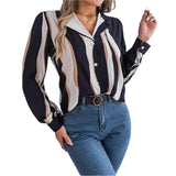 Shooting 2025 Spring And Summer Casual Hit Color Striped Suit Collar Long-Sleeved