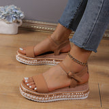 Summer New Pine Cake Dew Sandals With High Heel Lady Fashion Thick Bottom Slope Heel Women's