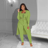 Women Tracksuit 3 Piece Set Pullover + Coat + Long Pants Solid Color Streetwear Matching Set Clothes For Women