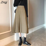Women Midi Pleated Daily Solid Casual All-match Students Simple Fashion Popular School Girls Harajuku Sweet Юбка