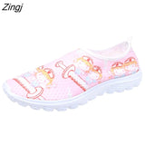 Cartoon Nurse Doctor Print Women Sneakers Slip on Light Mesh Shoes Summer Breathable Flats Shoes Zapatos