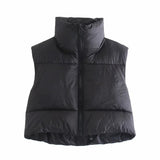 Color Double Pocket Collar Cotton Vest 2025 Autumn And Winter New Color Repair Cotton Vest
