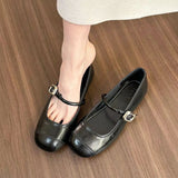 Round Head Light Mouth Mary Jane Shoes Women 2025 New Spring And Summer Word With Flat Bottom Simple Women's Singles Shoes With