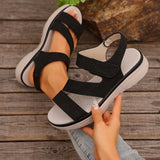 Large-Size Loose-Soled Sandals Women 2025 Summer New Slope And Flat-Bottomed Magic Beach