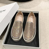 And Autumn 2025 New Pine Cake Thick Sole Large Leisure Single Shoes Women's Footle Shoes Water Drill Sewing Lazy
