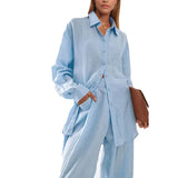 Women's Design And Casual Suit 2025 Spring New Simple Repair Shirt Trousers Two