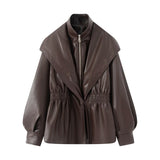 Women's Clothing Explosion Retro Old Fashion Water Wash To Make Old Style Imitation Leather Fake Two