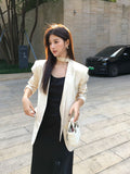 Xixi 2025 New Retro Long Sleeve Small Suit Short Jacket Loose Casual Suit