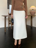 Xixi 2025 Autumn And Winter New Temperament Commute Solid Color Wool High Waist Skirt Hip Crooked Pencil Skirt