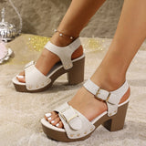 Coarse High-Heeled Sandals Women In The Summer Of 2025 New Buckle Rivets Buckle Sandals