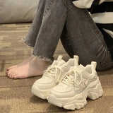 Dad Shoes Women's Height Increased 2025 Spring New Small Man Showing High Thick Bottom Fried Street Sneakers