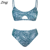 Cutout Bralette And Shirred Mid Rise Bikini Set For Women Back Hook Two Pieces Swimsuit 2023 Swimwear Bathing