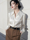 Light Luxury White Acetic Fascination Stender Shirt Woman 2025 New High-End Feel Chic Shirt