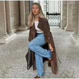 Women's Clothing Explosion Card Color Double Buckle Collar Artificial Leather Coat