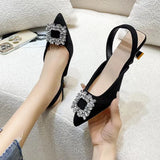 Sandals Women's 2025 New Fairy Wind French Gentlewater Diamond Head Stumbling With Coarse Heel Single