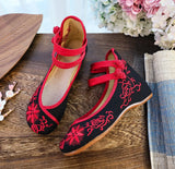 Zingj Heel Single Shoes Blue And White Porcelain Shallow Mouth Beef Tendon Bottom Embroidered Cloth Women's Shoes Mother Shoes