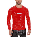 Zingj Men's PVC High Bright Patent Leather Coat Sexy Slim Leather Coat No Odor Size