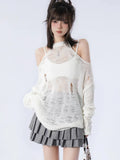 Distressed Cut-Out Fine Knitted