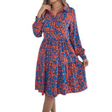 2025 Casual Casual Leopard-Print Long-Sleeved Shirt Skirt Women's