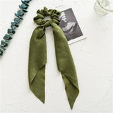 Bow Long Ribbon Hair Scrunchie Chiffon Floral Print Sweet Elastic Hair Band Ponytail Hair Scarf Hair Tie Hair