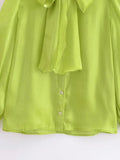 Women's New Long-Sleeved Beaded Bright-Faced Shirt