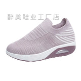 Version Of Spring And Autumn Flying Elastic Single Shoes Women Thick Bottom Slope He Leisure Shoes Slacker Happy