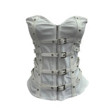Style Splicing Pu Leather Buckle Zipper Open Shirt Braid Repair Vest Sleeveless Top Lady