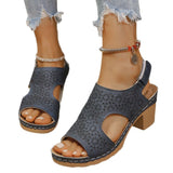 Sandals Women Large-Size Cool Slippers Thick-Soled Fish-Mouthed Sandals Women Hollow Buckle Fashion Roman Sandals