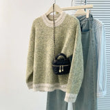 And Winter Dress New Women's Sweater Women's Korean Round Collar Bumpy Long-Sleeved Knitted Jersey Women Loose Thin