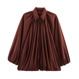 Women's Explosive Fashion Casual Bubble Sleeve Silk