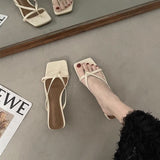 Flip-Flops Women Wear 2025 Half-Drag Toe Sandals In The Thick Heeled Sandals Square High Heels High