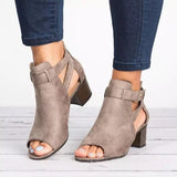 Spring And Summer New Thick Heel High-Heeled Sandals Women's Large-Size Hollow Women's Shoes Zippered Women's