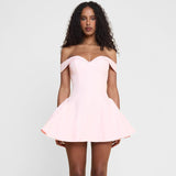 Autumn And Winter Women's New Fashion Sexy Breast A Collar Dress Short