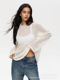 Spring And Summer New Hollow Sweater Women Wind Soft Loose Knitted Long-Sleeved Clothing