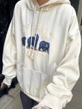 Vintage Bear Embroidery Oversized Hoodie-Outfit