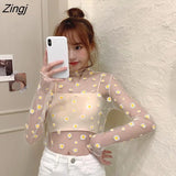 Women 5 Colors Ins Summer Basic Sun-proof All-match Korean Hot Ladies Sheer Top Lovely Daisy Casual Popular Femme
