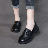Layer Of Cowhise Small Leather Shoes Autumn New Hand Leather Women's Shoes Flat Sole Soft Soles One Foot Single