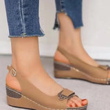 Summer New Women's Shoes Retro Roman High Heel Sandals Comfortable Soft-Soled Fish Mouth Toe