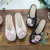 Zingj Shoes Net Net Linen Insoles Embroidered Slippers, Flat Slippers 2023 Women's Shoe