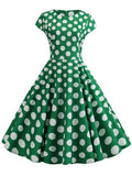 Polka Dot Print Women Summer Dress Vintage Swing Rockabilly Robe Femme Elegant Party