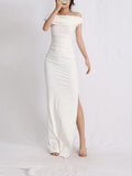 French Temperament One-Word Shoulder Dress Dress 2025 New Fashion Design Slimming Bag-Butle Dress Dress