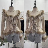 Shooting Waste Soil Wind Irregular Wood Ear Trumin Knitting To Make Old Hole Splicing Hairy Blouse Hottie Cardigan