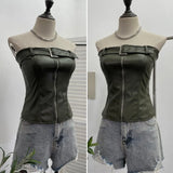 Shooting Spice Girls High-End Pu Leather Tector Locomotive Wind Wrapped Bra Vest Sleeveless Top Tide