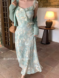 Xixi 13 Line 2025 Summer New Elegant Temperament Printing Pure Desire High-Waisted Sling Dress