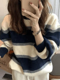 Color Block Striped Knit Sweater- Outfit