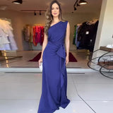 Zingj Summer New Solid Color Fashion Inclined Collar Waist Slim Temperament Elegant Dress-Outfit