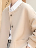 Goods Beautiful Camel Knitted Jacket Lady 2025 Autumn And Winter New Small Loose Outside Clothes