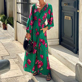 Spot Spring 2025 New Ladies Fashion Print V-Neck Leisure Resort Beach