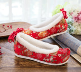 Zingj Shoes, Hanfu Shoes, Brocade Pomegranate Flower Jacquard, Ancient Women's Single