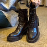Bottom High With Martin Boots 2025 Autumn And Winter New Temperament Splendent Skin Boots Retro Zipper To Increase Short
